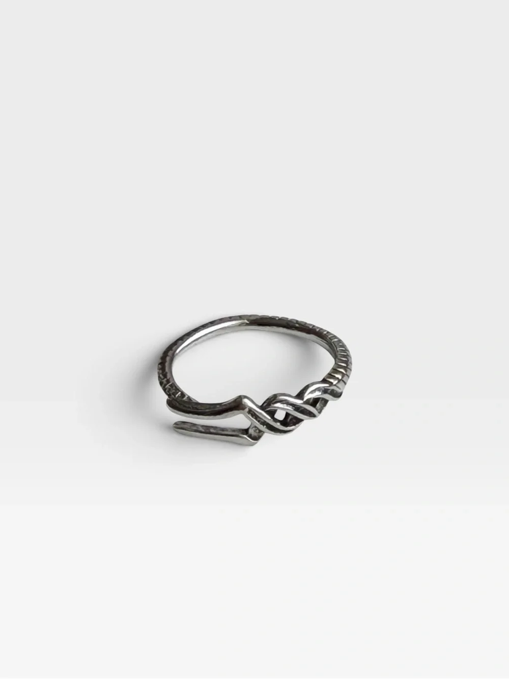 Sterling-Tone Twisted Knot Men's Ring - Silver